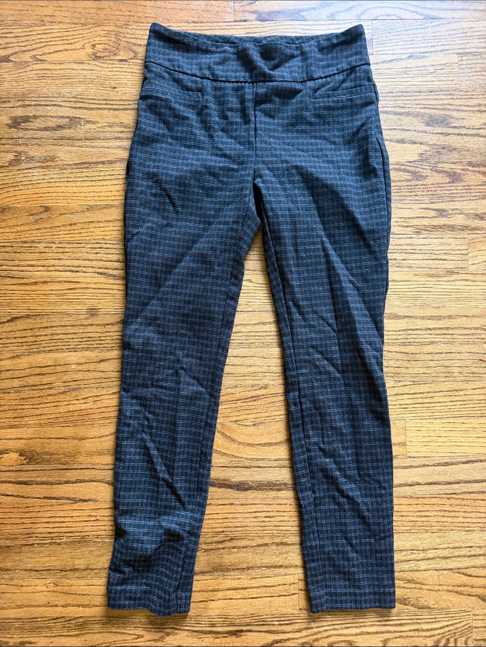 Dalia Black Gray Plaid Skinny Ponte Pants